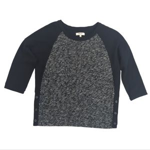 Madewell pullover crewneck sweater, tweed front, oversized, sz XS